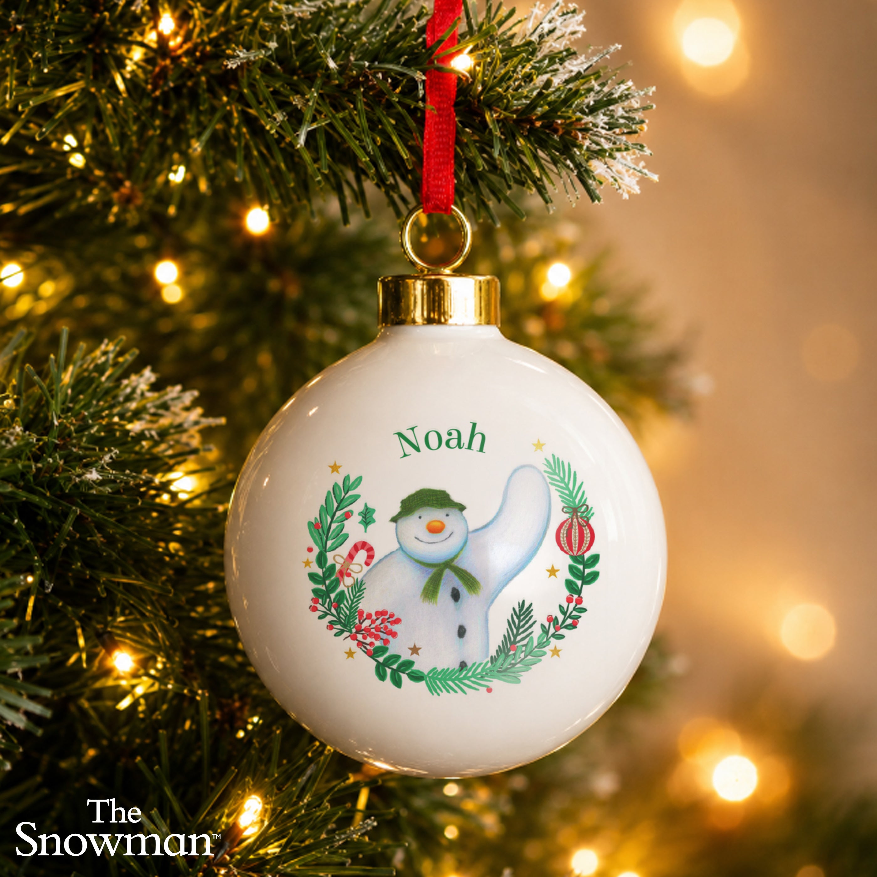 Personalised The Snowman Christmas Wishes Bauble