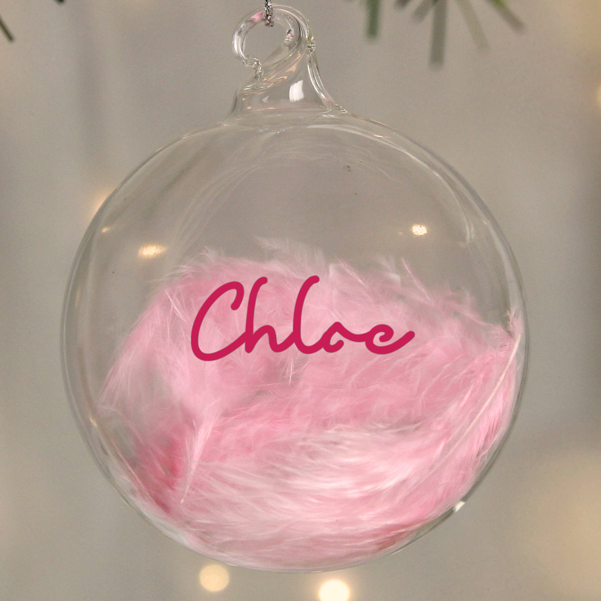 Personalised Pink Feather Bauble