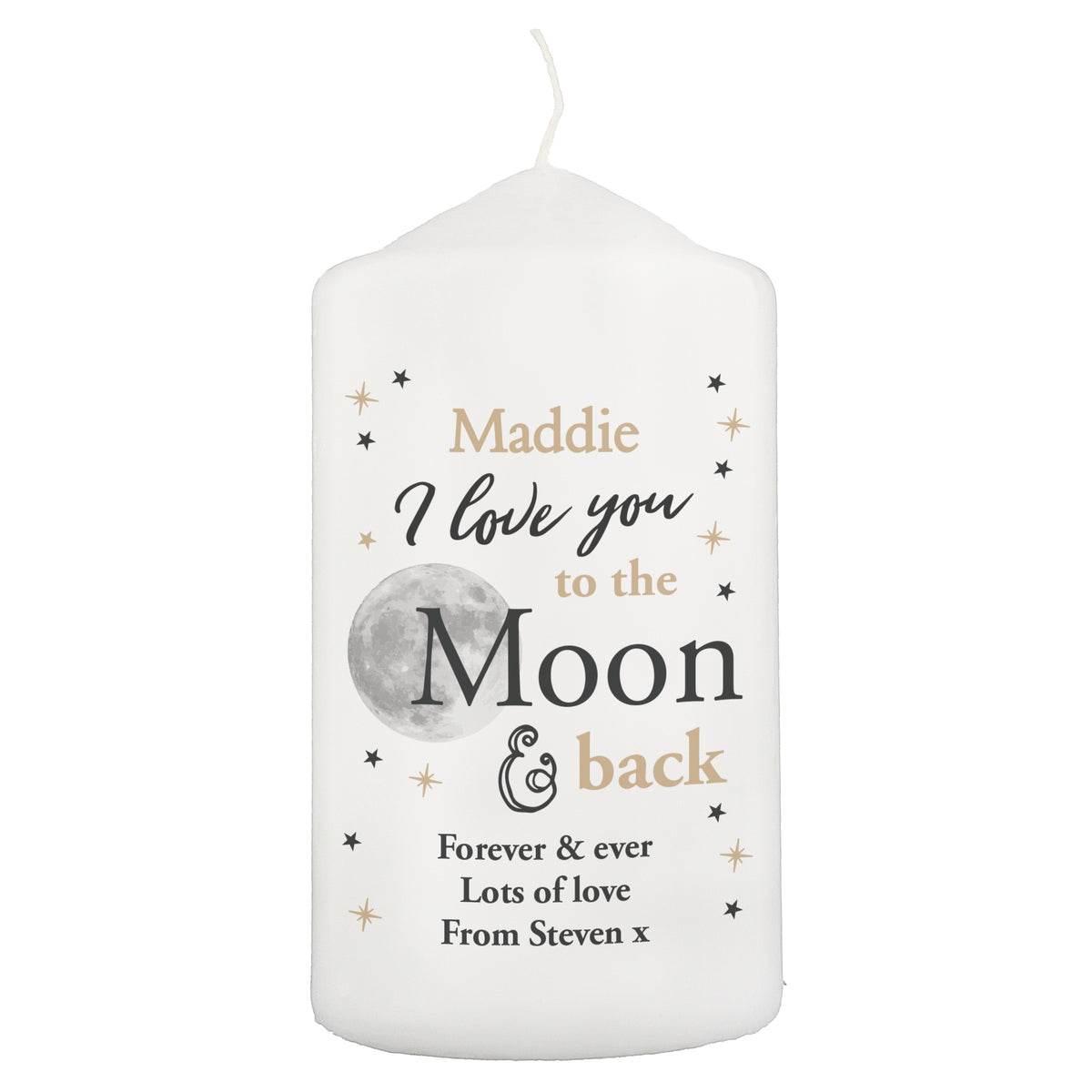 Personalised To the Moon and Back... Pillar Candle