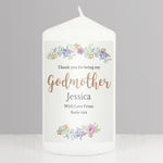 Personalised Godmother 'Floral Watercolour' Pillar Candle