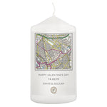 Personalised Present Day Map Compass Pillar Candle
