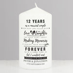 Personalised Typography Anniversary Pillar Candle