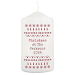 Personalised Christmas Fair Isle Pillar Candle