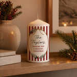 Personalised Candy Cane Stripe Pillar Candle