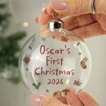 Personalised First Christmas Glass Bauble
