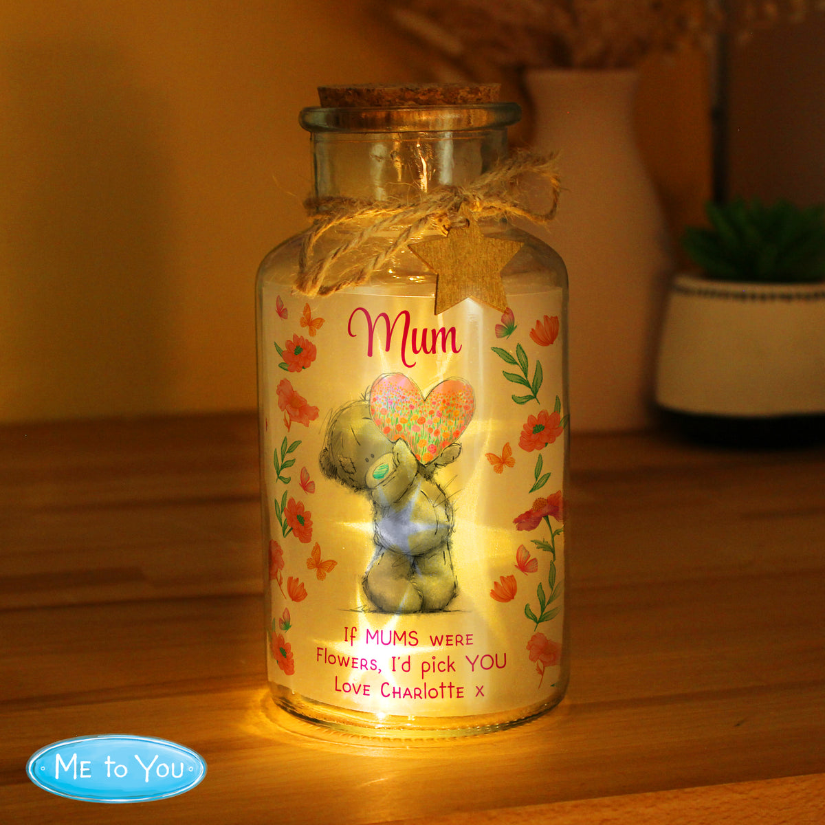 Personalised Me to You Flowery LED Light Up Jar