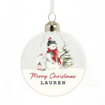Personalised Traditional Snowman Glass Bauble