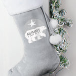 Personalised Polar Bear Luxury Silver Grey Stocking
