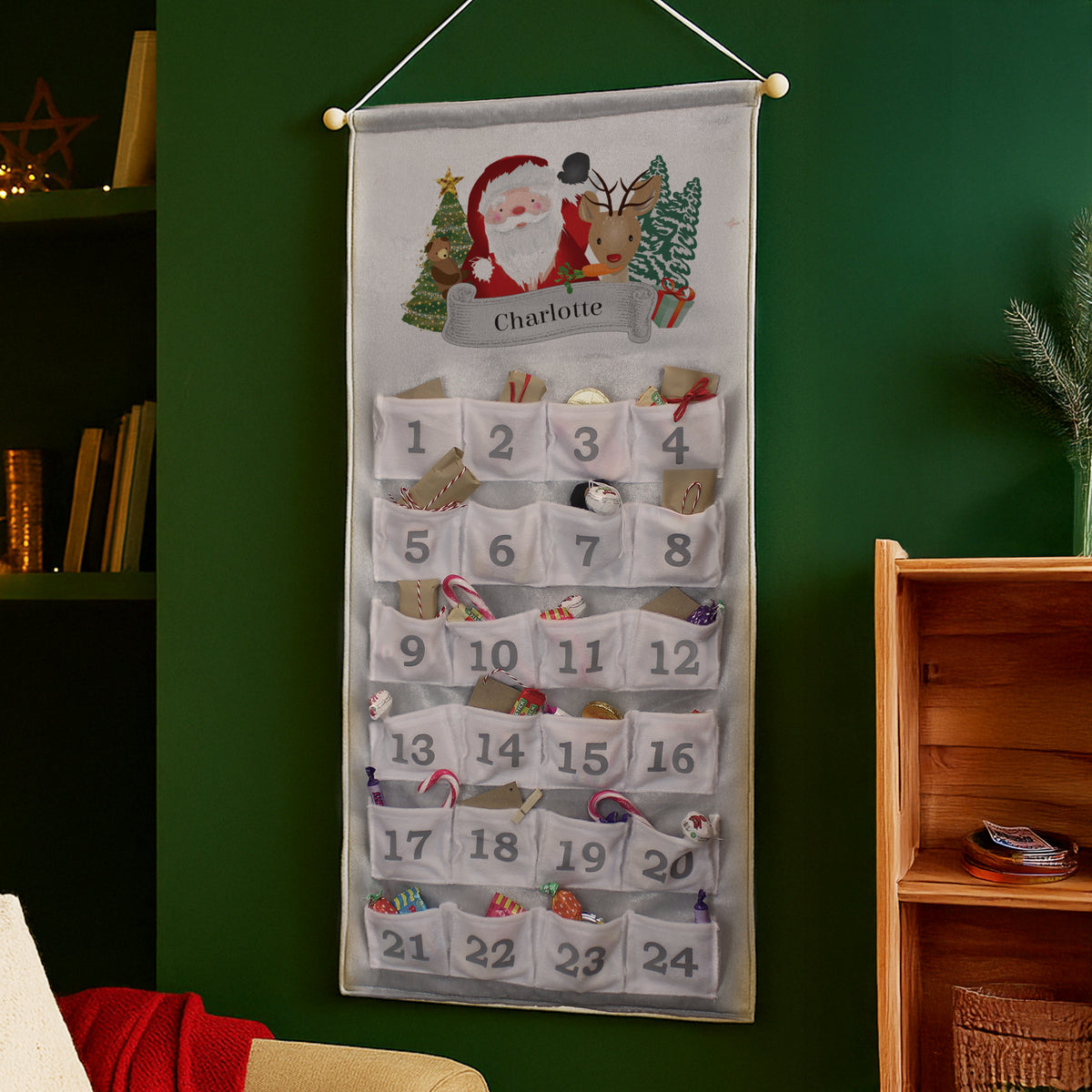 Personalised Santa Advent Calendar In Silver Grey