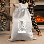 Personalised Christmas Gonk Luxury Silver Grey Pom Pom Sack