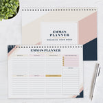 Personalised Free Text Navy & Blush A4 Desk Planner