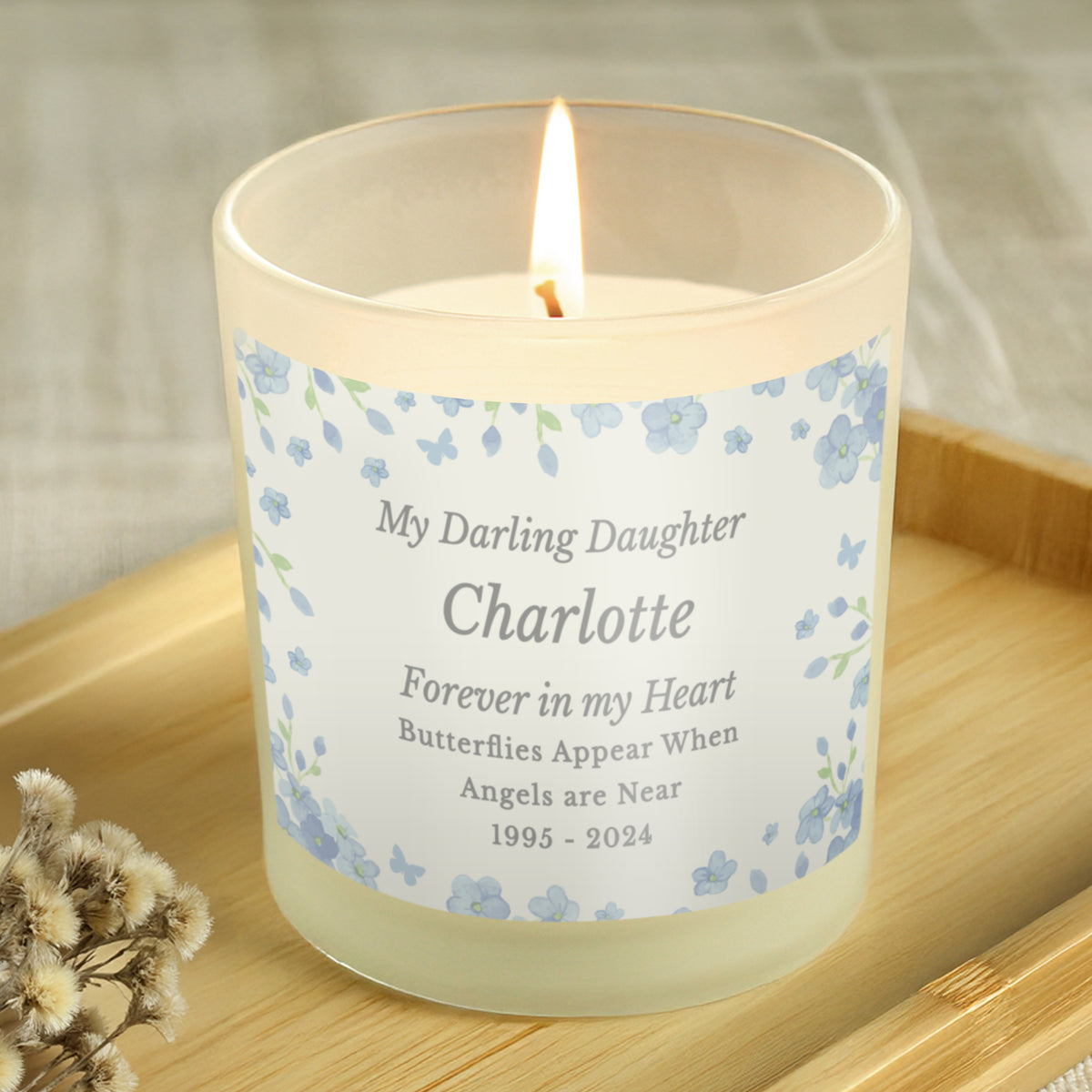 Personalised Memorial Forget Me Not Candle Jar