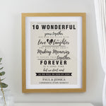 Personalised Anniversary Oak Poster Frame