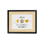 Personalised Scandi Animals Black Poster Frame