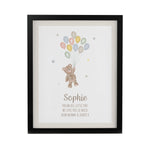 Personalised Teddy Balloon Black Poster Frame