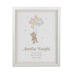 Personalised Teddy Balloon White Poster Frame