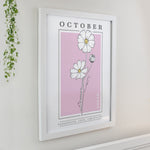 Personalised Birth Flower White Poster Frame