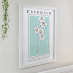 Personalised Birth Flower White Poster Frame