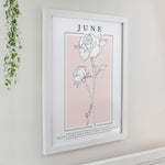 Personalised Birth Flower White Poster Frame