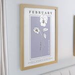 Personalised Birth Flower Oak Poster Frame
