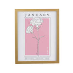 Personalised Birth Flower Oak Poster Frame