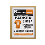 Personalised Football News Oak Poster Frame