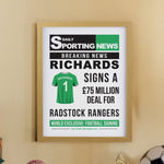 Personalised Football News Oak Poster Frame