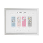 Personalised Birth Flower Family of 4 White Framed Print