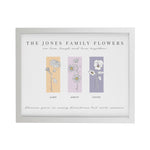 Personalised Birth Flower Family of 3 White Framed Print