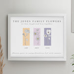 Personalised Birth Flower Family of 3 White Framed Print