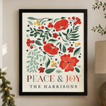 Personalised Poinsettia Black Poster Framed Print
