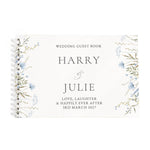 Personalised Blue Wild Flowers Wedding Guest Book