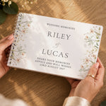 Personalised Peach Wild Flowers Wedding Guest Book