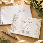 Personalised Peach Wild Flowers Wedding Guest Book