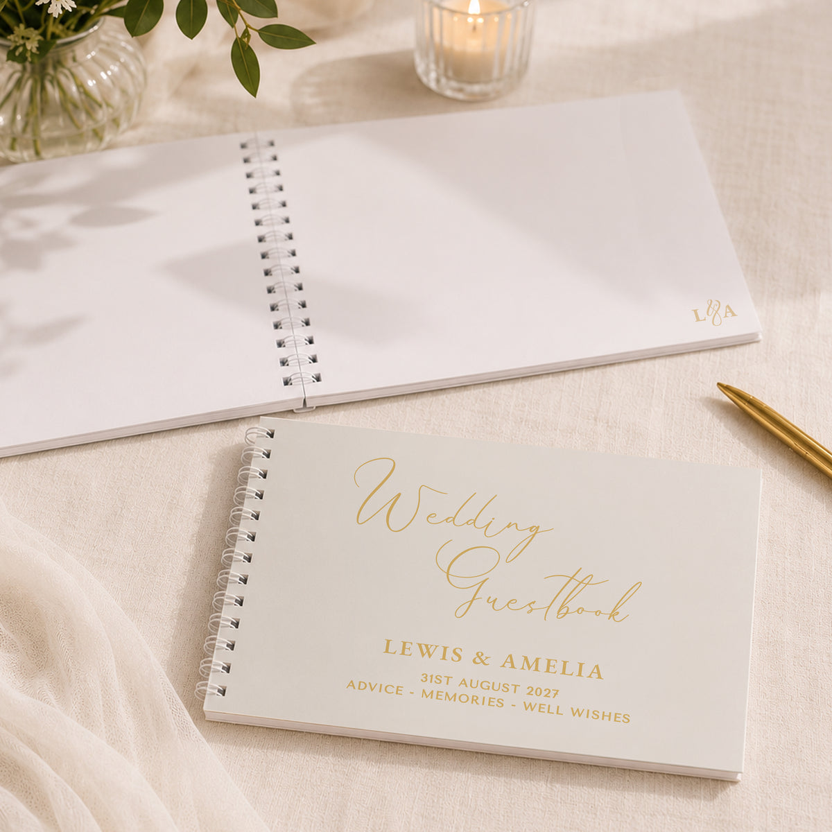 Personalised Off White Wedding Guest Book