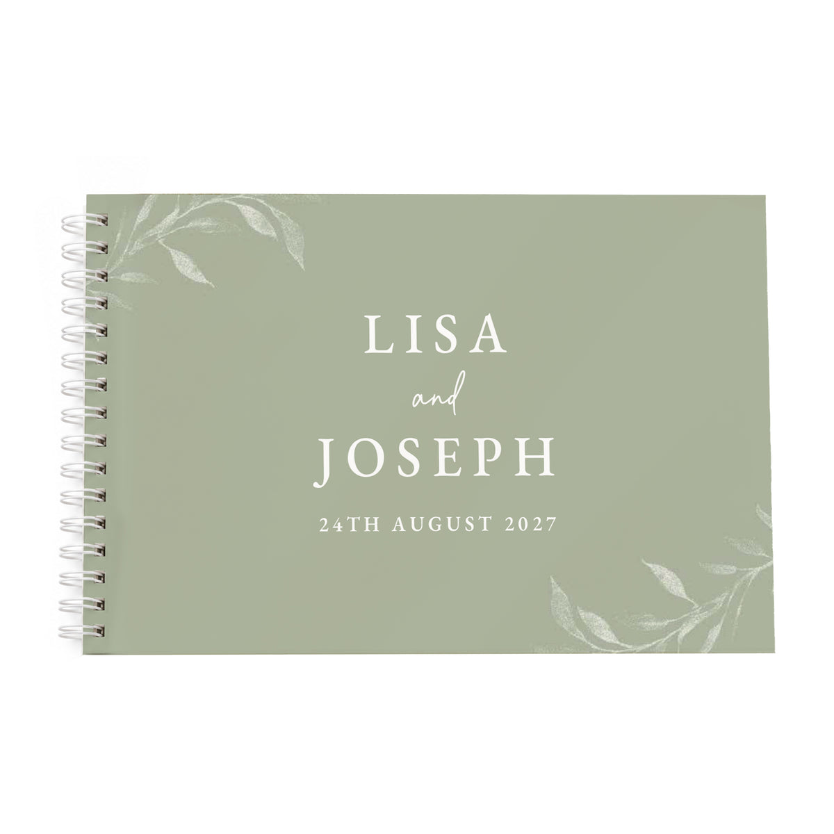 Personalised Botanical Sage Green Wedding Guest Book