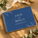 Personalised Botanical Cobalt Blue Wedding Guest Book