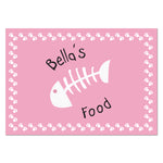 Personalised Pink Fish Bone Cat Pet Bowl Mat