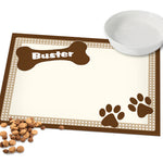 Personalised Brown Dotty Dog Pet Bowl Mat