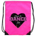 Personalised 'Live to Dance' Pink Kit Bag