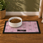 Personalised Pink Bow Pet Bowl Mat