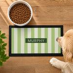 Personalised Green Stripe Pet Bowl Mat