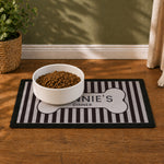 Personalised Black Stripe Pet Bowl Mat