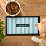 Personalised Blue Stripe Pet Bowl Mat
