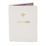 Personalised Gold Name Cream Leather Passport Holder