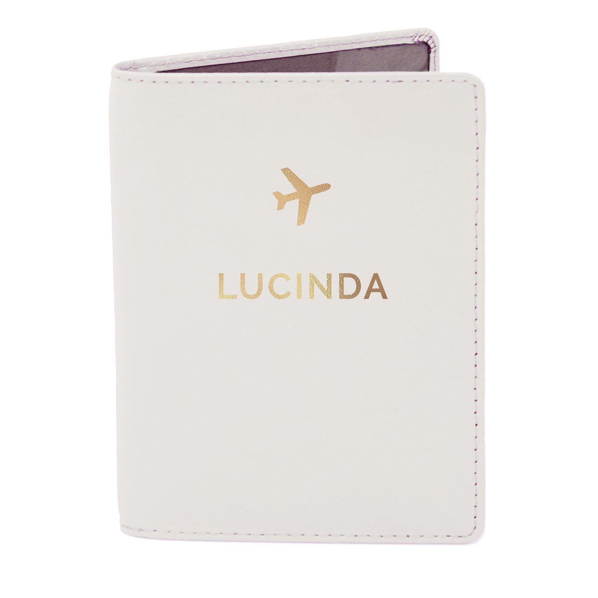 Personalised Gold Name Cream Leather Passport Holder