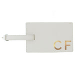 Personalised Gold Initials Cream Leather Luggage Tag