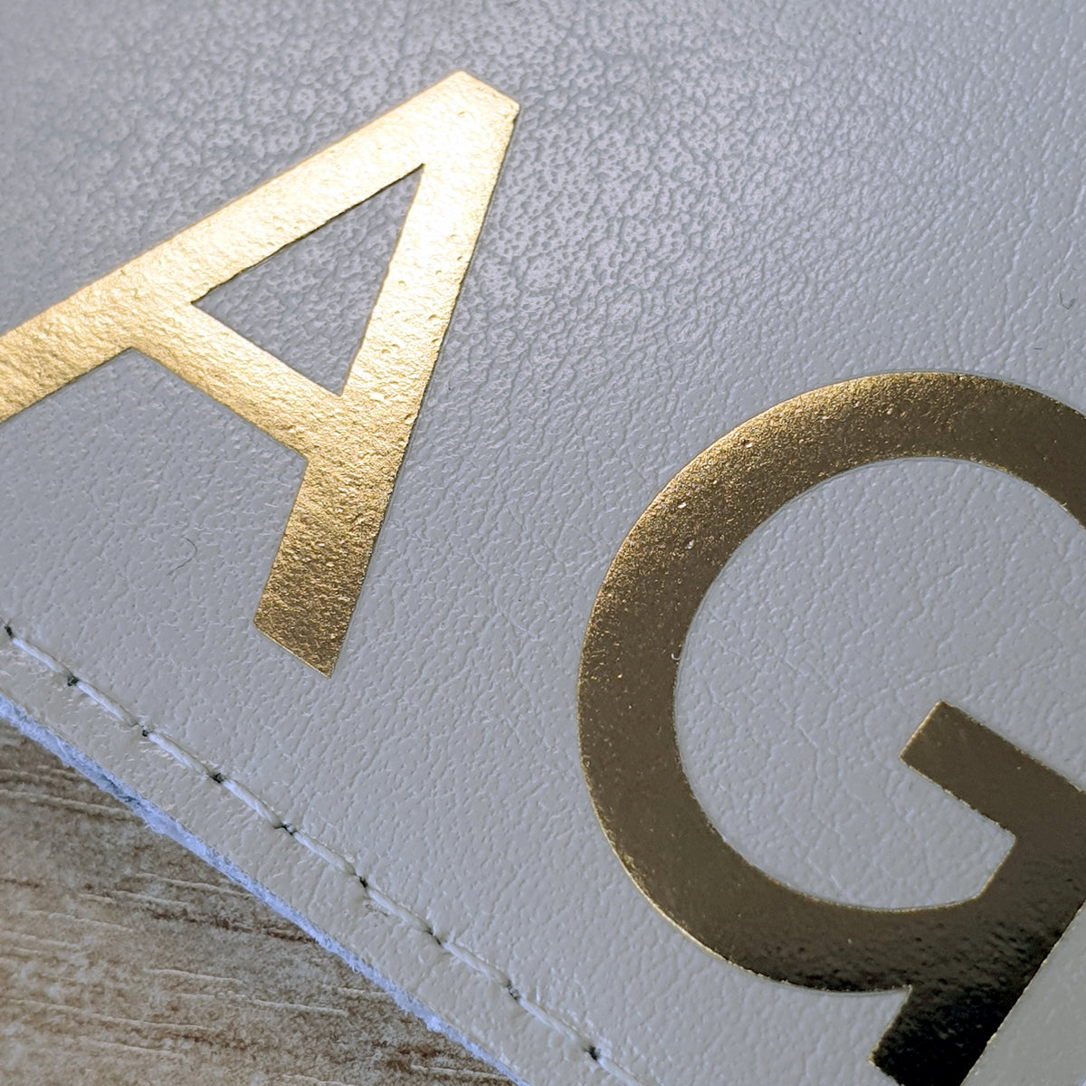 Personalised Gold Initials Cream Leather Luggage Tag