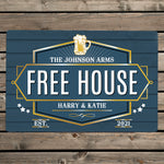 Personalised Free House Blue Metal Sign