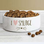 Personalised Cat Features 15cm Medium White Pet Bowl